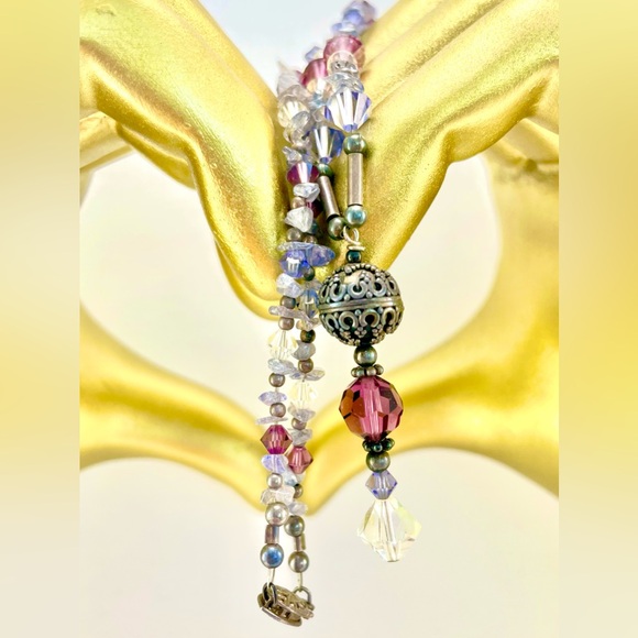 1/2" Solid Sterling Bead! Vintage Crystal Necklace - Picture 7 of 11